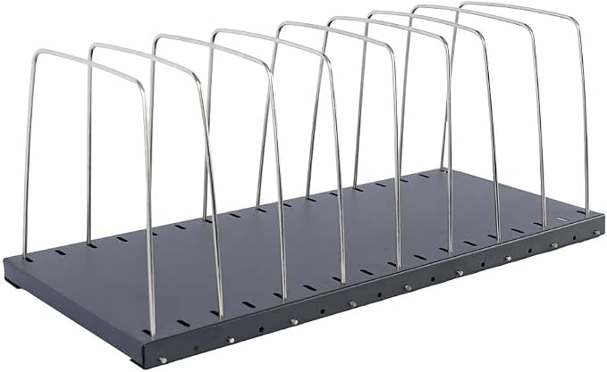 MMF Industries STEELMASTER Adjustable Desk File Organizer Rack | 8 Compartments | Wire Dividers | Black | Scratch & Chip-Resistant Finish | Non-slip Padded Feet | Office Organization by MMFIndustries