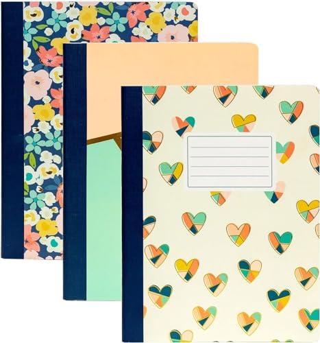 Pukka Pad, Carpe Diem Composition Notebooks - 48 Pack of Journals Featuring 140 Pages of College Ruled 80GSM Paper with Sturdy Cover Stock - 9.75 x 7.5in - Floral Love by PukkaPad