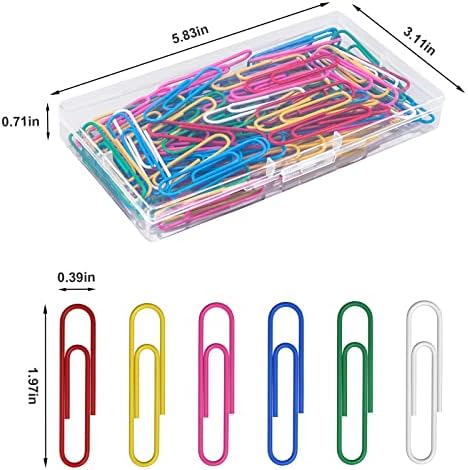 Luney 100PCS Paperclips, 2 Inch Colored Large Paper Clips Jumbo, Paper Clip Assorted 6 Colors, Paperclip for Office, Document, Teacher, and School Supplies - Image 3