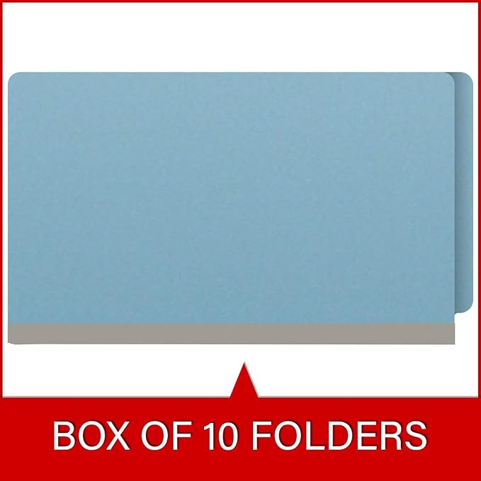 Ecom Folders End Tab Pressboard File Folders | Legal Size 25 Pt Stock with 2" Tyvek Expansion | Full Cut Tabs for Medical Charts, Legal Documents & Office Records | Light Blue, Box of 25 - Image 6