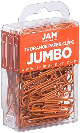 JAM PAPER Colorful Jumbo Paper Clips - Large 2 Inch - Orange Paperclips - 75/Pack - Image 2