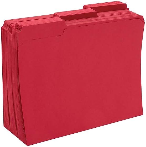 Staples Reinforced Colored File Folders, Letter Size, 3‑Tab Design, Red, Heavy‑Duty Construction, 100/Box - Image 5