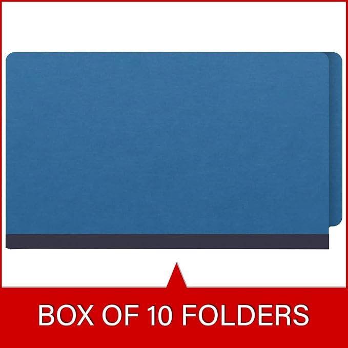 Ecom Folders End Tab Pressboard File Folders | Legal Size 25 Pt Stock with 2" Tyvek Expansion | Full Cut Tabs for Medical Charts, Legal Documents & Office Records | Royal Blue, Box of 25 - Image 6