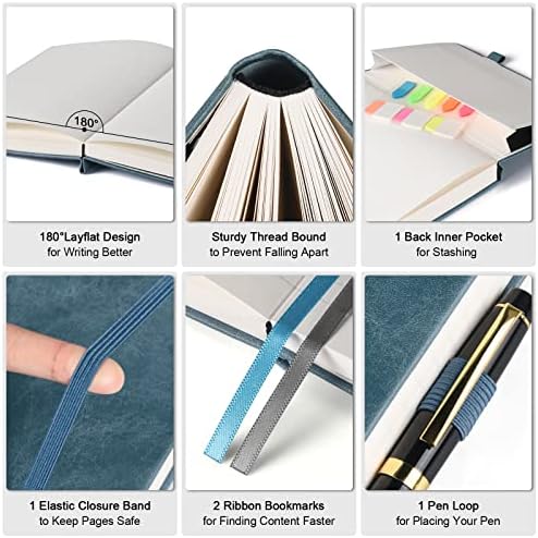 5 Pack College Ruled Notebook Bulk, A5, 312 Numbered Page Thick Journal Set - Image 3