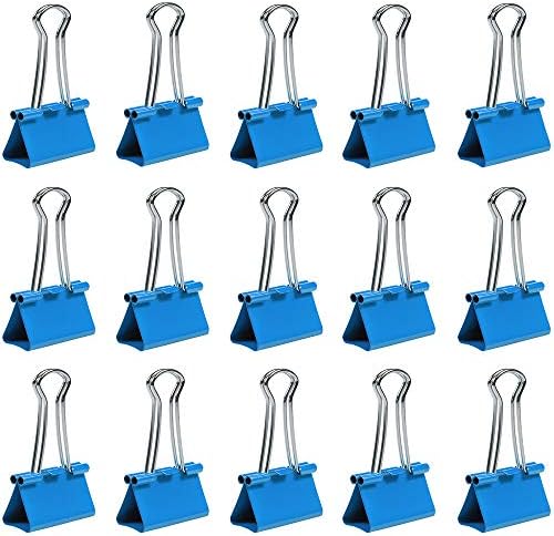 JAM PAPER Colorful Binder Clips - Medium - 1 1/4 Inch (32 mm) - Blue Binderclips - 15/Pack - Image 2