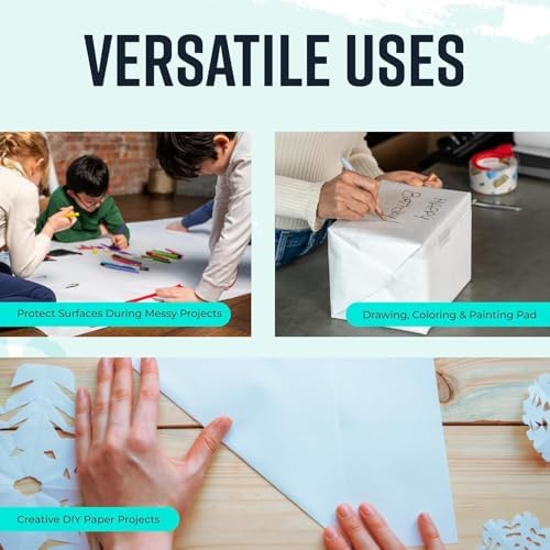 Bryco Goods 36" x 2400" (200') White Kraft Paper Roll - Made in USA - Craft Paper for Bulletin Board Art Table Covering Drawing Gift Wrapping Bouquet Packing Parcel 80GSM - Image 6