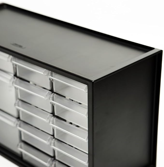 Desk Storage Organizer w/13 Drawers, Art Hardware Parts and Craft Manicure Storage Cabinet bin, Teacher Toolbox, Stationary Medicine, 17 inch, Black, A9-2110 - Image 4