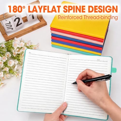 10 Pack Lined Journal Notebook with Pen, A5 Hardcover Leather Journal 5.5"*8.3", 5 Colors 136 Pages College Ruled Notebooks and Pen Set for Office School Business Supplies - Image 5