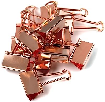 JAM PAPER Colorful Binder Clips - Large - 1 1/2 Inch (41 mm) - Rose Gold Binderclips - 12/Pack - Image 6