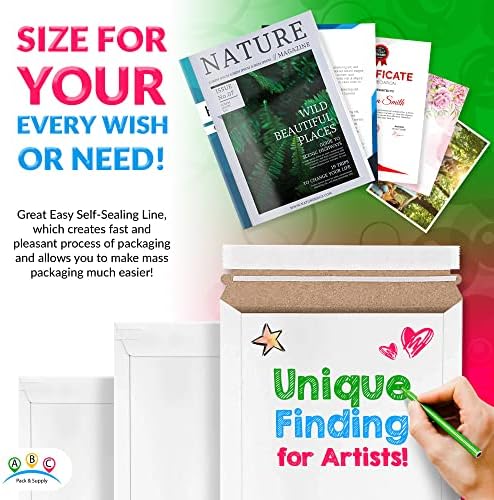 ABC PACK & SUPPLY Rigid Mailers 12.75 x 15 Inch, White Cardboard Envelopes, Self Seal Tear Strip, 550 GSM Paperboard, Stay Flat Design, Pack of 100 - Image 4