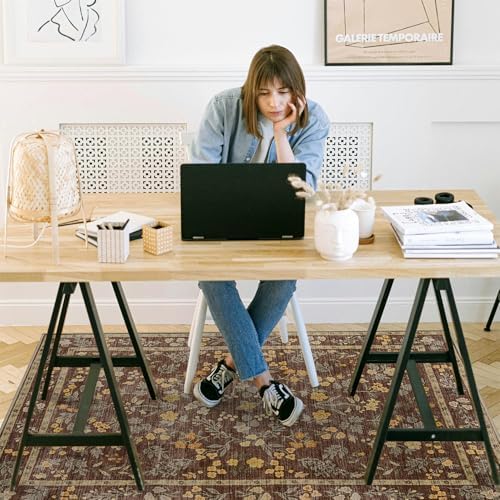 chakme Office Chair Mat for Hardwood Floor, 48"x36" Easy Glide Computer Desk Mat Protector for Rolling Chair Under Desk Rug Nonslip Backing, Machine Wash, (Floral) - Image 2
