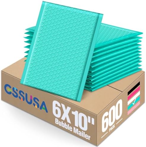 GSSUSA Teal Bubble Mailers 6x10" 600 Pack Padded Envelopes Self Seal by GSSUSA
