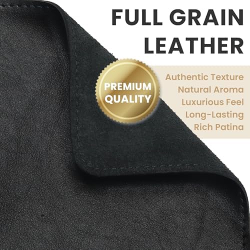Full Grain Leather Desk Pad, Black, L (27.6 x 11.8 inch) - Image 2
