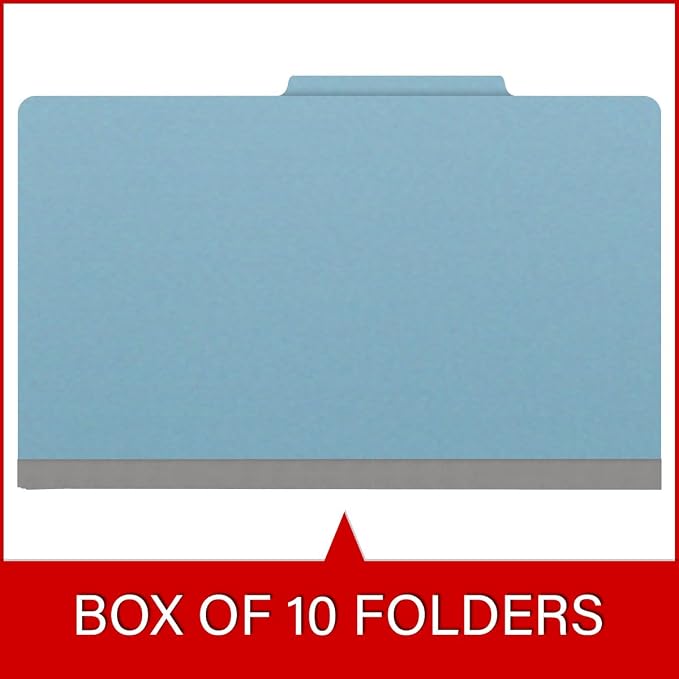 25 Pt. Pressboard Classification Folders, 2/5 Cut ROC Top Tab, Legal Size, 1 Divider, Light Blue (Box of 10) - Image 6