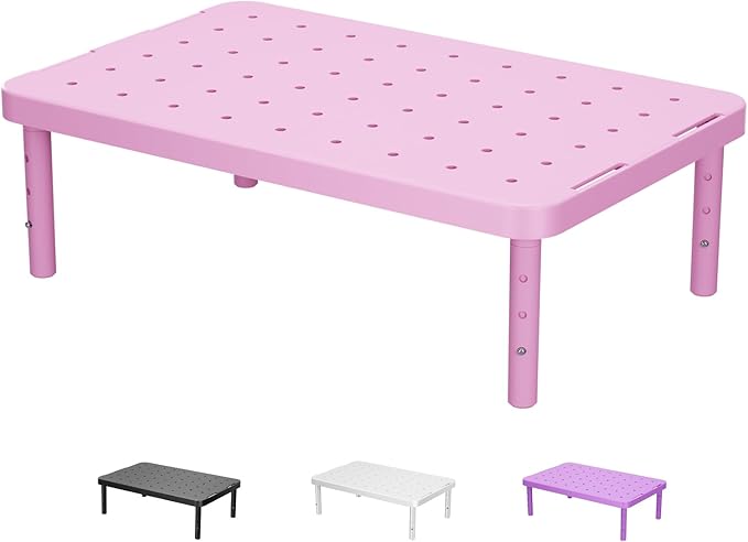 WALI Computer Monitor Stand for Desk, Adjustable Laptop Riser, up to 44 lbs | Desk Monitor Riser Underneath Storage, Fits Notebook, Laptops, Printers, for Home, Office, School (PTT001-P),1 Pack, Pink by WALI