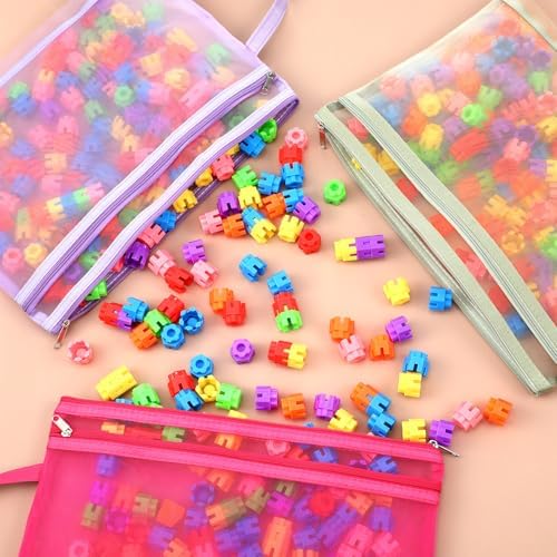 Marspark 30 Pack 10 Color Mesh Zipper Pouch Bags A4 Nylon Organizing Bags Breathable See Through Zipper Pouch with Handle for Office Games - Image 5