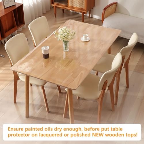Clear Rectangular Table Protector - Waterproof PVC Vinyl Plastic Protection Pad Mat for Dining Room, Kitchen, Coffee Tables, Wooden Furniture - 34 X 60 Inches (5ft) - Image 3