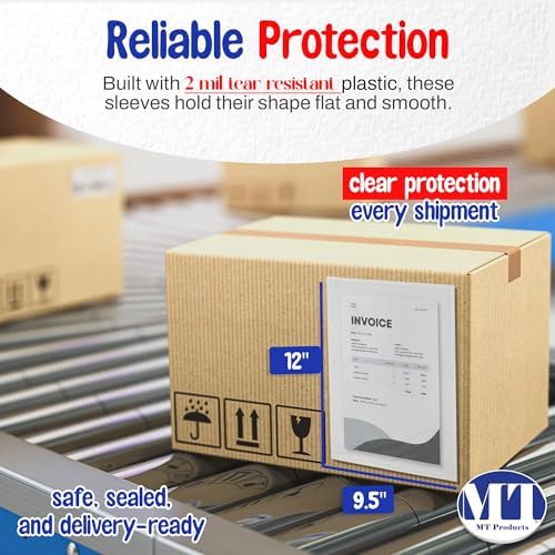 MT Products Clear Plastic Blank Envelope Pouch 9.5" x 12" - Disposable Packing List for Shipping - Pack of 500 - Image 2