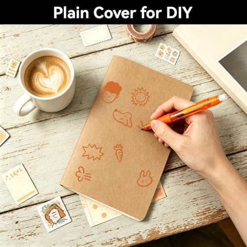 EUSOAR Blank Page Notebook, 12pcs A5 5.5"x8.3" 60 Pages Soft Cover Kraft Ruled Subject Journal Notebooks, Writing Note Pads Sketchbook Memo Composition,for School Office College Work Note Taking Diary - Image 5