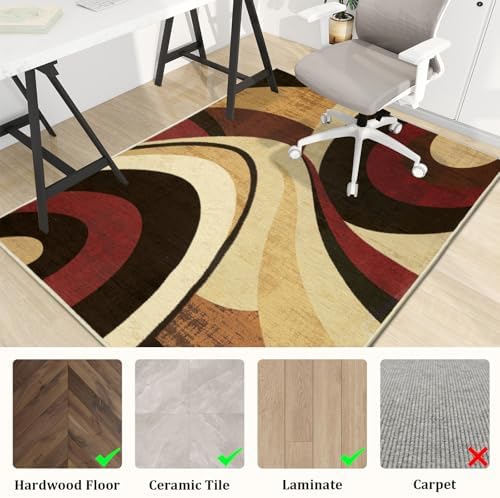 Office Chair Mat for Hardwood Floor, 72"x48" Easy Glide Computer Desk Mat Protector for Rolling Chair Under Desk Rug Nonslip Backing, Machine Wash, (Modern) - Image 3