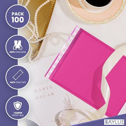 Hot Pink Bubble Mailers 10x13, Poly Padded Envelopes, 100 Pack Bulk - Image 4