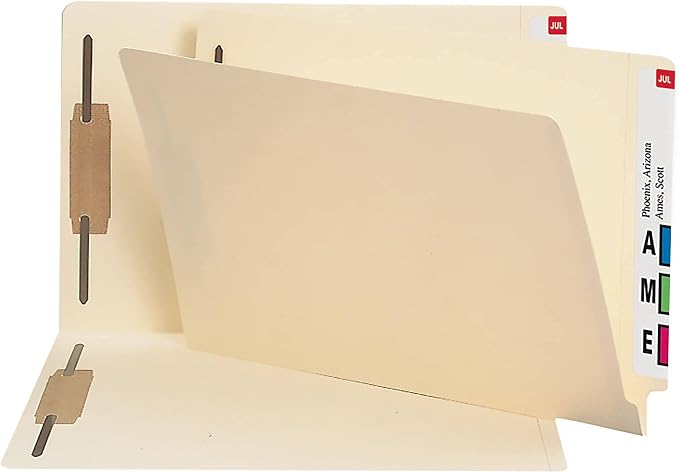 Smead Heavyweight End Tab Fastener File Folder, Shelf-Master® Reinforced Straight-Cut Tab, 2 Fasteners, Legal Size, Manila, 50 per Box (37215) - Image 3