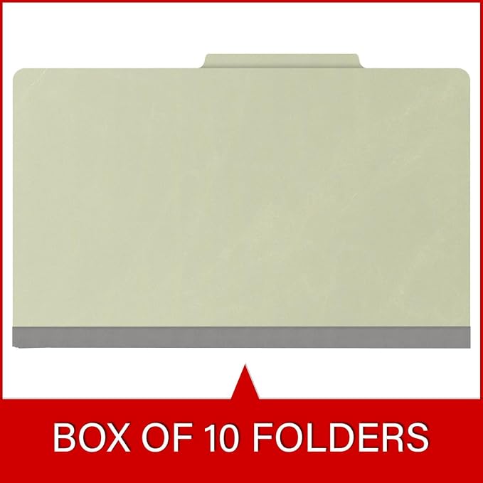 25 Pt. Pressboard Classification Folders, 2/5 Cut ROC Top Tab, Legal Size, 1 Divider, Light Green (Box of 10) - Image 6