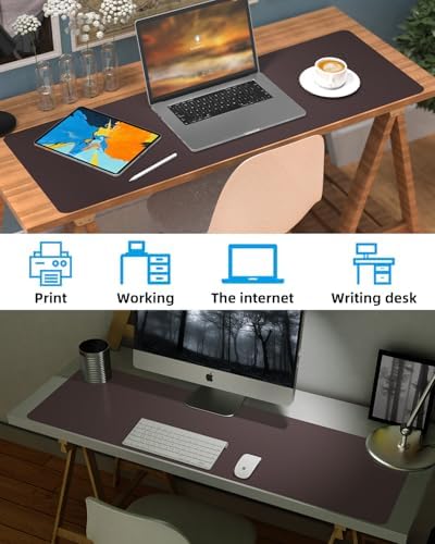 Leather Desk Pad Protector,48"x 17"Desk Mat Large, Mouse Pad, Non-Slip PU Leather Desk Blotter,Waterproof Desk Pad for Office/Home(Coffee) - Image 6