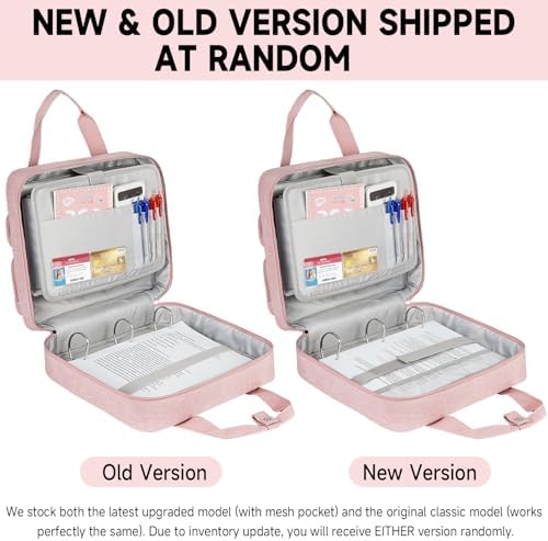 Zipper Binder 3 Ring, 700 Sheets Capacity, Binder 3 Inch with Shoulder Strap Fits 13 Inch Laptop for School and Office,Pink - Image 2