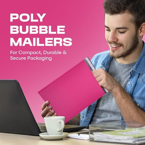 Hot Pink Bubble Mailers 8.5x12, Poly Padded Envelopes #2, 200 Pack - Image 5