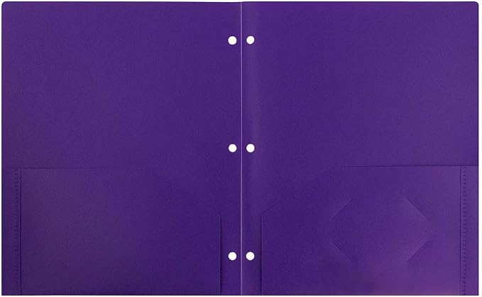 JAM PAPER Heavy Duty Plastic 3 Hole Punch Pocket Folders - Extra Tough School Folders - Purple - 6/Pack - Image 6