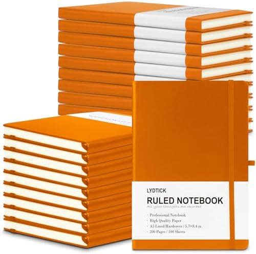 20 Pack Journals for Writing College Ruled Notebooks Journal in Bulk, Hardcover Notebooks (200Pages) for Note Talking, Lined Bullet Journals for Home School Office, 5.7"x8.4", Orange by LYDTICK