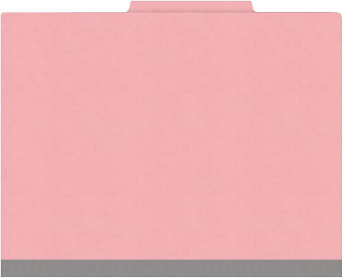Heavy Duty End Tab Color Folders, 2/5 Cut ROC Top Tab, Letter Size, 2 Divider, Pink (Box of 10) - Image 3