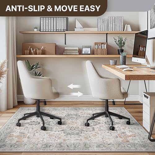 4FT Round Office Chair Mat for Hardwood Floor, Non-Slip Washable Taupe - Image 5