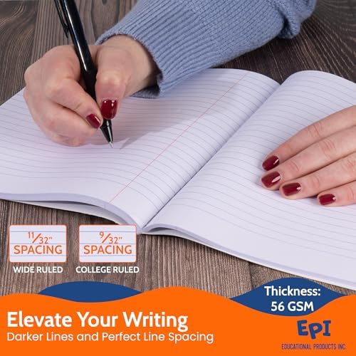 4 Pack - EPI Marble Hardcover Wide Ruled Composition Notebook | 200 Pages (100 Sheets), 9.75 x 7.5 in, Sturdy Sewn Binding | School, Office, Journaling, Notes - Image 5