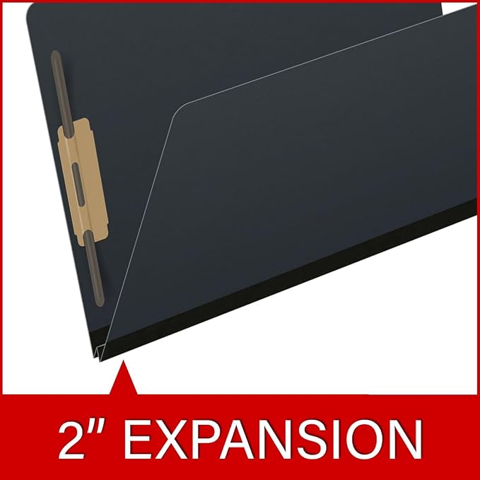 Top Tab Pressboard Folders, Legal Size, 2" exp, Fasteners Pos #1 & #3, Black (Box of 25) - Image 7