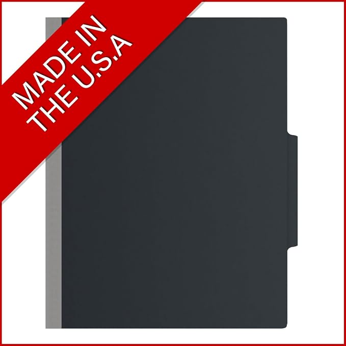 25 Pt. Pressboard Classification Folders, 2/5 Cut ROC Top Tab, Letter Size, 1 Divider, Black (Box of 10) - Image 5