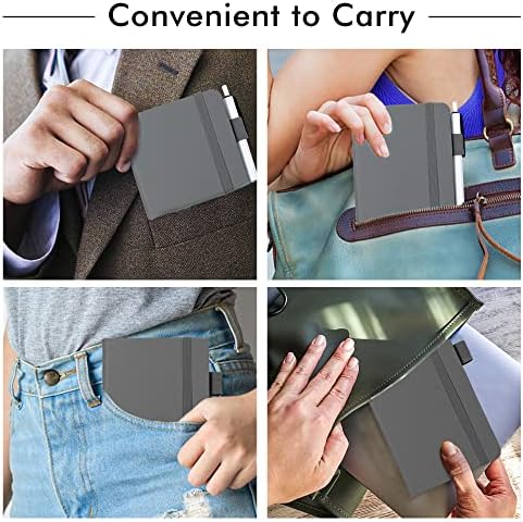 feela 15 Pack Pocket Small Notebooks Bulk, Mini Cute Notepads Hardcover College Ruled Lined Journals with Pen Holder for School Business Memos, with 15 Black Pens, 3.5”x 5.5”, A6, Gray - Image 5