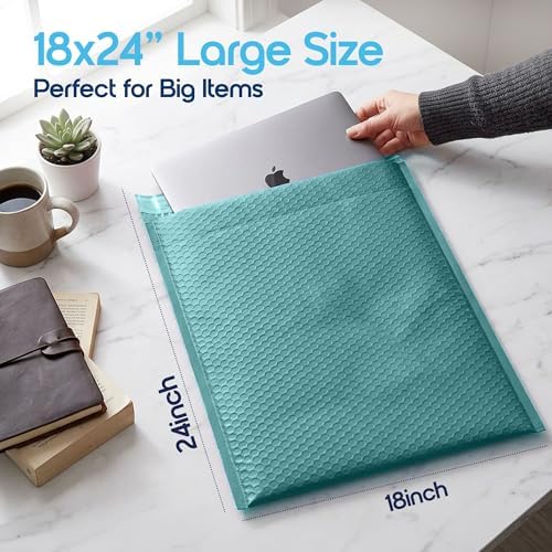 Green Bubble Mailers 18x23, Self Seal Poly Padded Envelopes #9, 20 Pack - Image 3