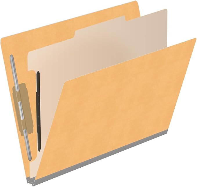 Ecom Folders Heavy Duty Top Tab Classification Folders | Letter Size 18 Pt Stock with 1 Divider | 2/5 Cut Right Position Tab for Medical, Legal and Office Documents | Gold, Box of 10 - Image 2