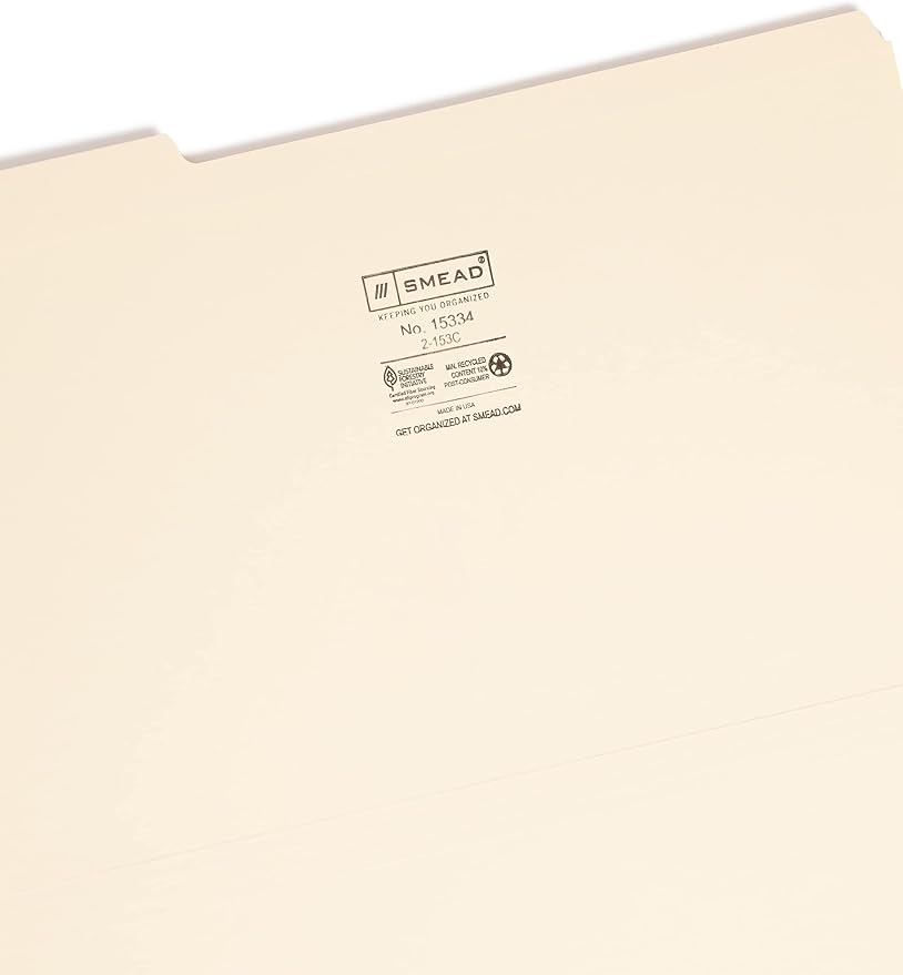 Smead File Folder, Reinforced 1/3-Cut Tab, Assorted Positions, Legal Size, Manila, 100 per Box (15334) - Image 3