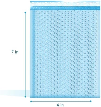 Light Blue Bubble Mailers 4x8, Poly Padded Envelopes #000, 500 Pack - Image 2
