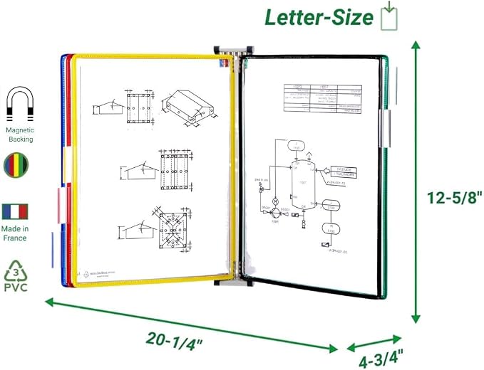 Tarifold Expandable Wall Mount Reference System, 5 Pockets, Assorted Colors | 5 Double-Sided PVC Pockets, Holds 10 Letter-Size Sheets, Sturdy Wall-Mount Bracket, Snap-On Index Tabs, Easy to Install - Image 2