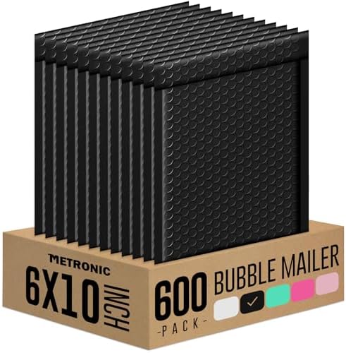 Metronic Bubble Mailers 6x10 Inch 600 Pack Black Waterproof Bubble Mailer by METRONIC