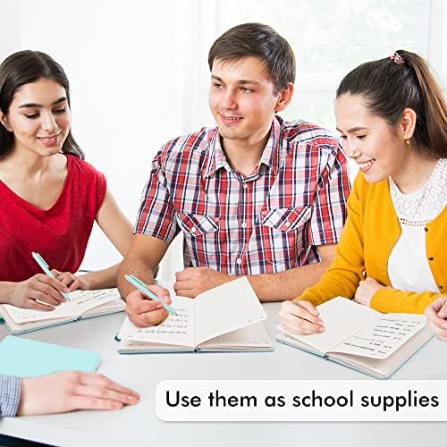 feela 12 Pack Notebooks Journals Bulk, Hardcover Notebook Classic Ruled Lined Journals with Pen Holder for Women Girls School Business Supplies, with 12 Black Pens, 120 GSM, 5.1”x8.3”, A5, Sky Blue - Image 5