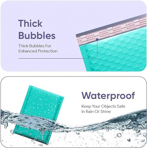 Teal Bubble Mailers 9.5x14.5, Self Seal Poly Padded Envelopes #4, 100 Pack - Image 4