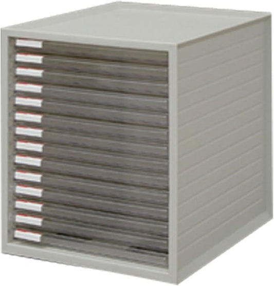 Iris Ohyama LCE-14S Ultra Shallow Type 14 Tiers A4 Letter Case, Stackable Up to 3 Tiers, Index Stickers, Drawer, Office Storage, Desk, Document Case, Storage Case, Envelopes, Clear, Storage, Tabletop, by Iris+Ohyama