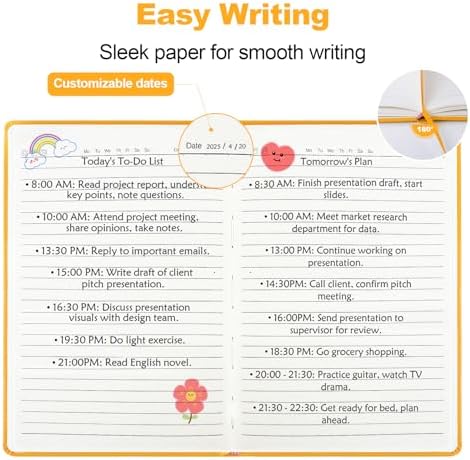 SUQJOY Lined Journal Notebooks, 160 Pages, 5.5x 8.2-Inch Journals for Women Men, Hardcover Notebook with 100 gsm Thick Paper, A5 Size College Ruled Notebook (Orange) - Image 5