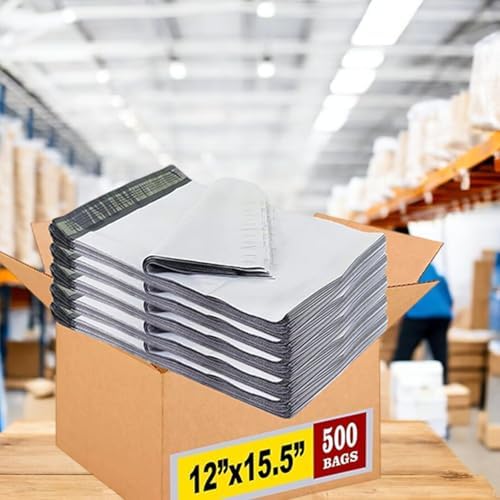 iMBAPrice 500 - 12 x 15.5 Premium Matte Finish White Poly Mailers Envelopes Bags (iMBA-5PM-500) - Image 3
