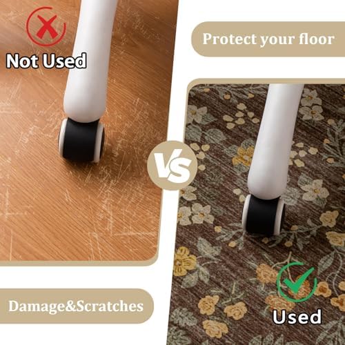 chakme Office Chair Mat for Hardwood Floor, 60"x45" Easy Glide Computer Desk Mat Protector for Rolling Chair Under Desk Rug Nonslip Backing, Machine Wash, (Floral) - Image 4